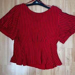 Beautiful striped red blouse with ruffle sleeves❤️